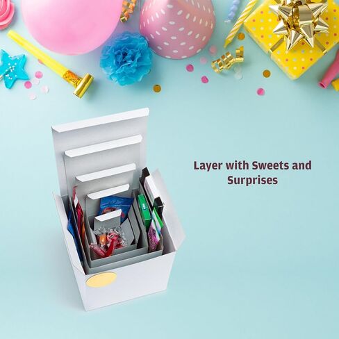 Prank Gift Boxes Nesting Gag Surprise Box Gift Box for Money, White with Bow, 6 Funny White Elephant Birthday Present Boxes (White and Gold) in Saudi Arabia