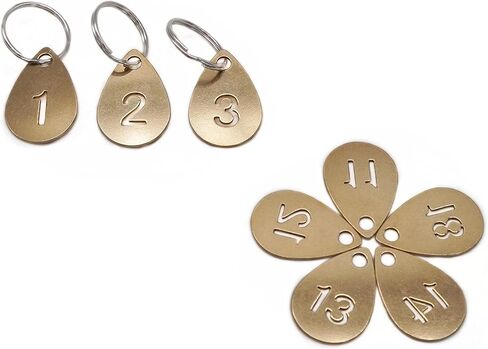 علامات مفاتيح على شكل قطرات نحاسية مع حلقة، سلسلة مفاتيح لعلامات تعريف الأرقام المجوفة، حلقات مفاتيح مرقمة in Kuwait