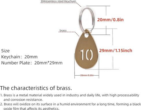 علامات مفاتيح على شكل قطرات نحاسية مع حلقة، سلسلة مفاتيح لعلامات تعريف الأرقام المجوفة، حلقات مفاتيح مرقمة in Kuwait