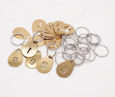 علامات مفاتيح على شكل قطرات نحاسية مع حلقة، سلسلة مفاتيح لعلامات تعريف الأرقام المجوفة، حلقات مفاتيح مرقمة in Kuwait