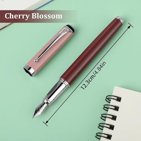 Aesthetics Metal Fountain Pen, Extra Fine Point Calligraphy Pen 0.5mm Writing Pen Compatible with 3.4mm Ink Cartridges Luxury Business Pen for Calligraphy Journaling Office School Gift (Red) in Saudi Arabia