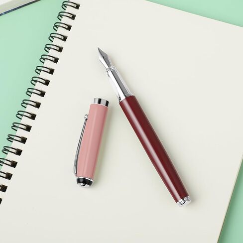 Aesthetics Metal Fountain Pen, Extra Fine Point Calligraphy Pen 0.5mm Writing Pen Compatible with 3.4mm Ink Cartridges Luxury Business Pen for Calligraphy Journaling Office School Gift (Red) in Saudi Arabia