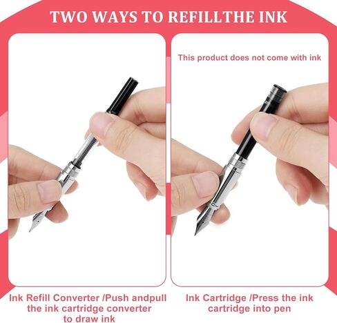 Aesthetics Metal Fountain Pen, Extra Fine Point Calligraphy Pen 0.5mm Writing Pen Compatible with 3.4mm Ink Cartridges Luxury Business Pen for Calligraphy Journaling Office School Gift (Red) in Saudi Arabia
