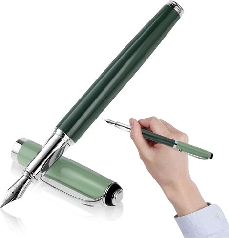 Aesthetics Metal Fountain Pen, Extra Fine Point Calligraphy Pen 0.5mm Writing Pen Compatible with 3.4mm Ink Cartridges Luxury Business Pen for Calligraphy Journaling Office School Gift (Red) in Saudi Arabia