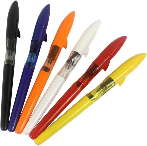 6 PCS Jinhao Shark Plastic Fine Nib Fountain Pen Set, Diversity Color(Blue, Yellow, Red, Black, Orange, White) in Saudi Arabia