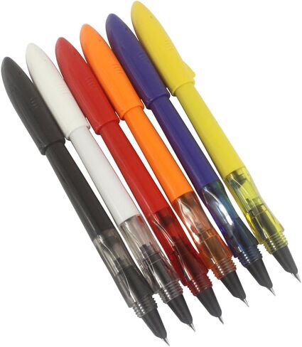 6 PCS Jinhao Shark Plastic Fine Nib Fountain Pen Set, Diversity Color(Blue, Yellow, Red, Black, Orange, White) in Saudi Arabia