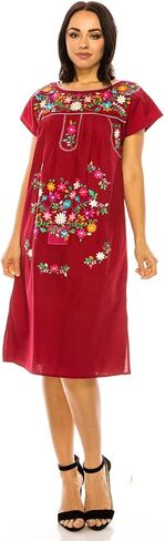 Women Embroidered Traditional Mexican Bohemian Long Casual Dress in Saudi Arabia