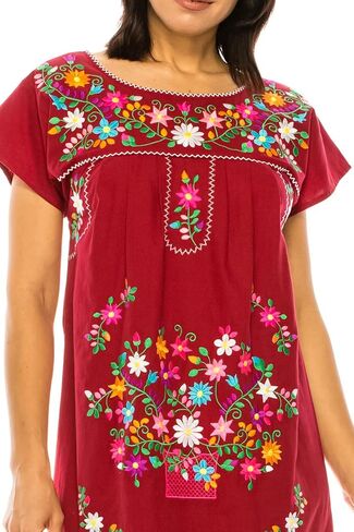 Women Embroidered Traditional Mexican Bohemian Long Casual Dress in Saudi Arabia
