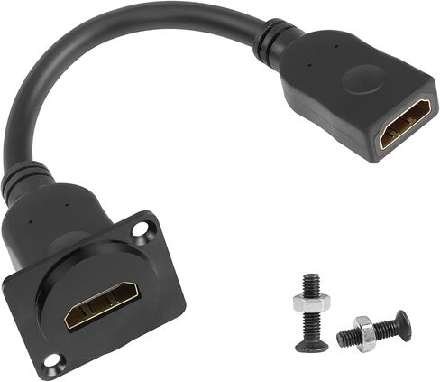 QIANRENON HDMI لوحة محول تركيب 4K@60 هرتز HDMI 2.0 أنثى إلى أنثى موصل عرض HDMI مقبس لوحة كابل قصير، D-Panel/XLR-Panel Mount، لجهاز عرض شاشة التلفزيون 20 سم / 7.8 بوصة in Saudi Arabia