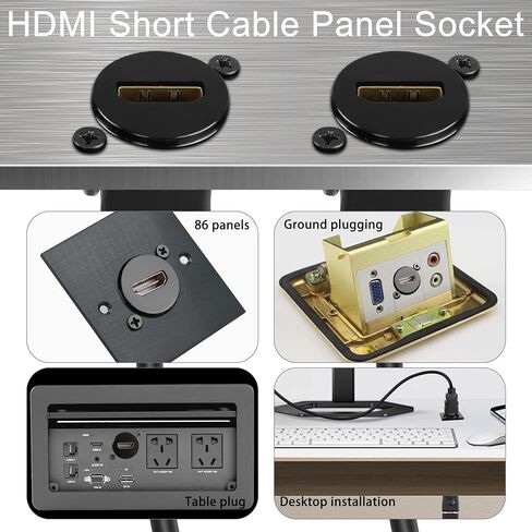 QIANRENON HDMI لوحة محول تركيب 4K@60 هرتز HDMI 2.0 أنثى إلى أنثى موصل عرض HDMI مقبس لوحة كابل قصير، D-Panel/XLR-Panel Mount، لجهاز عرض شاشة التلفزيون 20 سم / 7.8 بوصة in Saudi Arabia