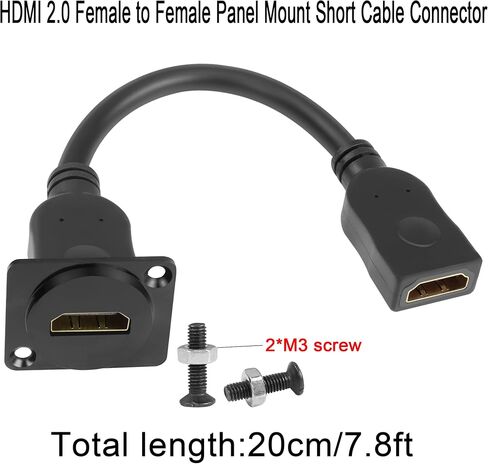 QIANRENON HDMI لوحة محول تركيب 4K@60 هرتز HDMI 2.0 أنثى إلى أنثى موصل عرض HDMI مقبس لوحة كابل قصير، D-Panel/XLR-Panel Mount، لجهاز عرض شاشة التلفزيون 20 سم / 7.8 بوصة in Saudi Arabia