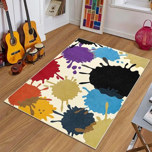سجادة أطفال ملونة لغرفة الأطفال، سجادة قابلة للغسل مقاس 3 × 5 بوصة غير قابلة للانزلاق لغرفة اللعب، سجادة جمالية صديقة للبشرة للفصل الدراسي، سجادة رش طلاء قوس قزح لغرفة النوم وغرفة الفن والرعاية النهارية in Kuwait