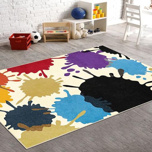 سجادة أطفال ملونة لغرفة الأطفال، سجادة قابلة للغسل مقاس 3 × 5 بوصة غير قابلة للانزلاق لغرفة اللعب، سجادة جمالية صديقة للبشرة للفصل الدراسي، سجادة رش طلاء قوس قزح لغرفة النوم وغرفة الفن والرعاية النهارية in Kuwait