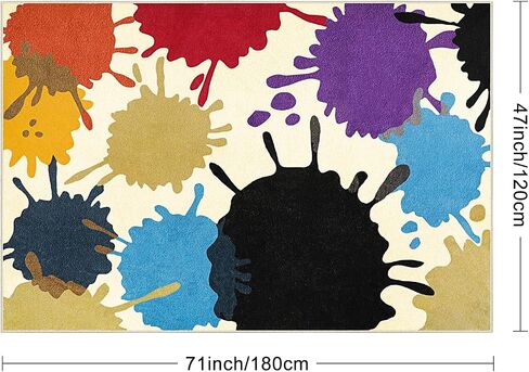 STARUIA Colorful Kids Rug for Nursery, 3'x5'Non-Slip Washable Rug for Playroom, Skin-Friendly Aesthetic Rug for Classroom, Rainbow Paint Splatter Carpet for Bedroom Art Room Daycare in Saudi Arabia