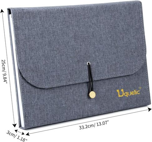 Uquelic 13Pockets Canvas Oxford Expanding File Folder - Waterproof A4 Business Expandable Document Organizer with Labels/Letter Size Accordion File Storage Simple Style Briefcase Bag (Blue) in Saudi Arabia