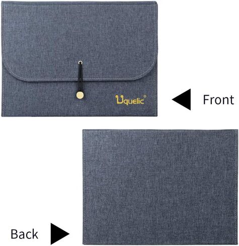 Uquelic 13Pockets Canvas Oxford Expanding File Folder - Waterproof A4 Business Expandable Document Organizer with Labels/Letter Size Accordion File Storage Simple Style Briefcase Bag (Blue) in Saudi Arabia