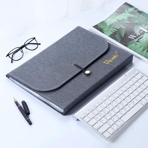 Uquelic 13Pockets Canvas Oxford Expanding File Folder - Waterproof A4 Business Expandable Document Organizer with Labels/Letter Size Accordion File Storage Simple Style Briefcase Bag (Blue) in Saudi Arabia