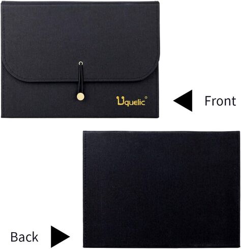 Uquelic 13Pockets Canvas Oxford Expanding File Folder - Waterproof A4 Business Expandable Document Organizer with Labels/Letter Size Accordion File Storage Simple Style Briefcase Bag (Blue) in Saudi Arabia