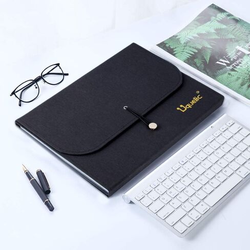 Uquelic 13Pockets Canvas Oxford Expanding File Folder - Waterproof A4 Business Expandable Document Organizer with Labels/Letter Size Accordion File Storage Simple Style Briefcase Bag (Blue) in Saudi Arabia