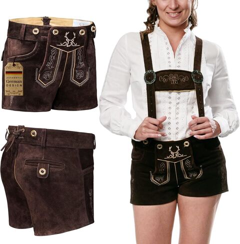 Authentic Lederhosen Women - Ladies Octoberfest Outfit - Damen Wurstfest Costume - Chocolate in Saudi Arabia
