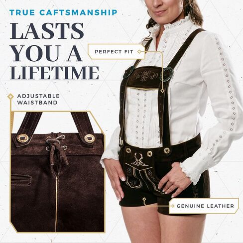 Authentic Lederhosen Women - Ladies Octoberfest Outfit - Damen Wurstfest Costume - Chocolate in Saudi Arabia