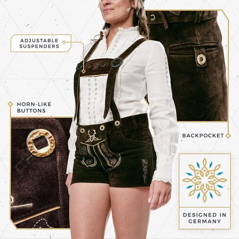 Authentic Lederhosen Women - Ladies Octoberfest Outfit - Damen Wurstfest Costume - Chocolate in Saudi Arabia