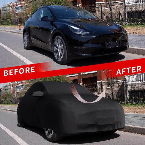 Xipoo Car Cover Compatible with Tesla Model 3 Car Cover Sedan Cover UV Protection Windproof Dust Proof Scratch Proof Outdoor Full Car Cover Replacement for Tesla Model 3, Black in Saudi Arabia