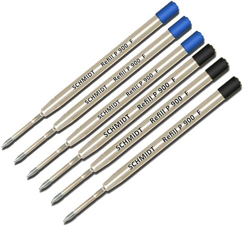 مجموعة Lanier Combo Pack - 6 عبوات - Schmidt P900 F Parker Style Ballpoint Refill Blue/Black Ink Fine Tip in Saudi Arabia
