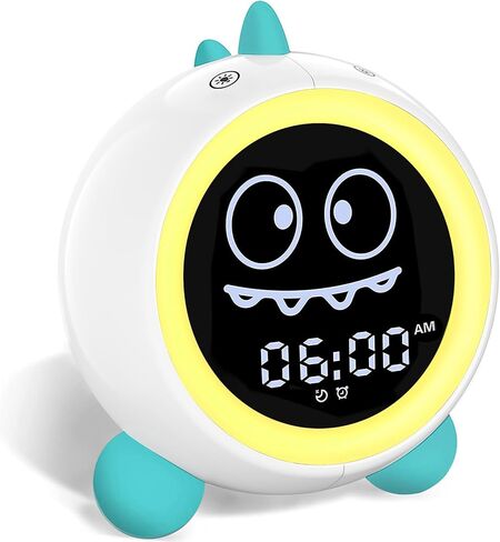 Kids Alarm Clock, Toddler Sleep Training Clock with Sound Machine, Night Lights, Ok to Wake Dinosaur Clock, Gift Ideas for Kids Child (Green) in Kuwait