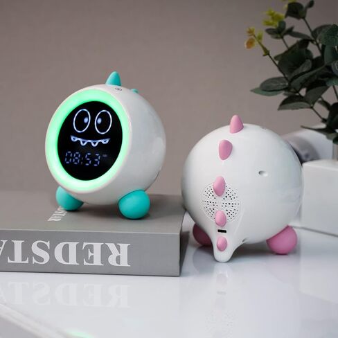 Kids Alarm Clock, Toddler Sleep Training Clock with Sound Machine, Night Lights, Ok to Wake Dinosaur Clock, Gift Ideas for Kids Child (Green) in Kuwait