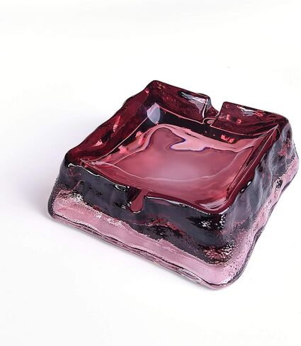 Glass Crystal Ashtray for Cigarettes, Indoor or Outdoor Use,Tabletop Beautiful Decorations for Home Office Cafes Bars (Wine Red) in Saudi Arabia