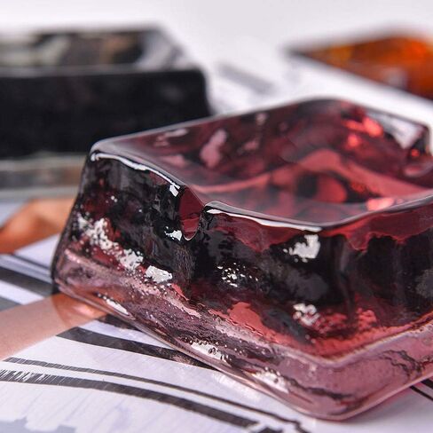 Glass Crystal Ashtray for Cigarettes, Indoor or Outdoor Use,Tabletop Beautiful Decorations for Home Office Cafes Bars (Wine Red) in Saudi Arabia