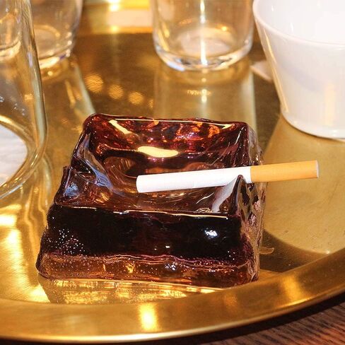 Glass Crystal Ashtray for Cigarettes, Indoor or Outdoor Use,Tabletop Beautiful Decorations for Home Office Cafes Bars (Wine Red) in Saudi Arabia