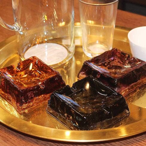 Glass Crystal Ashtray for Cigarettes, Indoor or Outdoor Use,Tabletop Beautiful Decorations for Home Office Cafes Bars (Wine Red) in Saudi Arabia