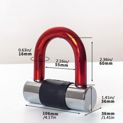Anti Theft Motorcycle Lock,Mini Bike Locks,Heavy Duty Anti-Theft Bicycle U Lock,16mm Shackle with Keys, Ultimate Security Lock for Bicycles Motorcycle and More Red in Saudi Arabia