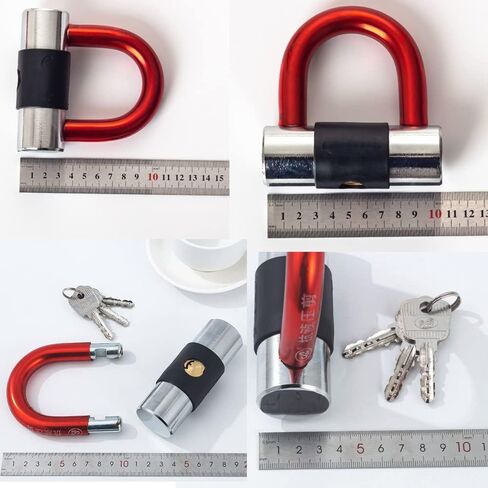 Anti Theft Motorcycle Lock,Mini Bike Locks,Heavy Duty Anti-Theft Bicycle U Lock,16mm Shackle with Keys, Ultimate Security Lock for Bicycles Motorcycle and More Red in Saudi Arabia