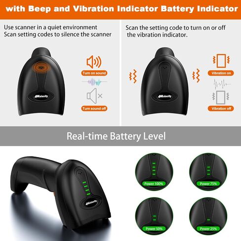 Alacrity Wireless Bluetooth Barcode Scanner 1D Laser Cordless Barcode Scanner,Versatile One-to-one Mode or More-to-one Mode Handhold Bar Code Scanner with Battery Level Indicator in Saudi Arabia