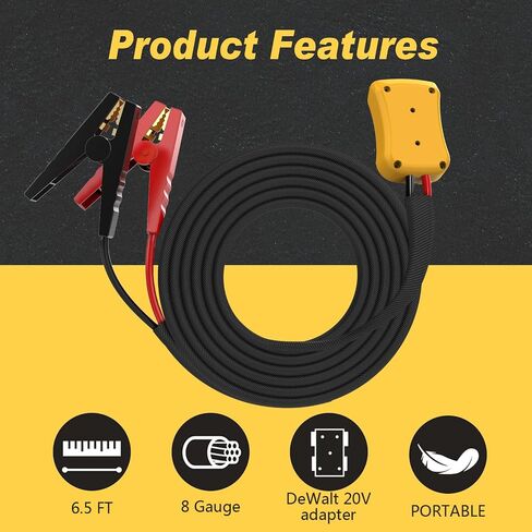 Jumper Cables for DeWalt 20v Batteries, 8 Gauge 6.5 Ft Car Battery Jump Starter, Heavy Duty Automotive Booster Cables for Jump Starting Dead or Weak Batteries (Battery not Included) in Saudi Arabia