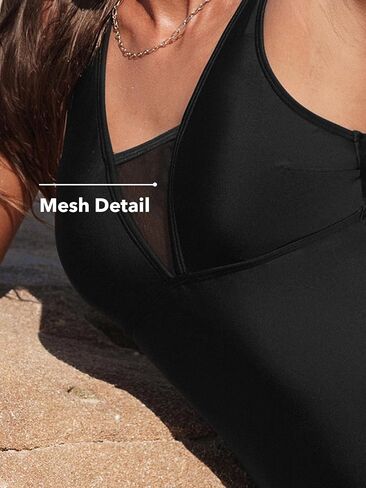 CUPSHE Women's One Piece Swimsuit Tummy Control Square Neck Bathing Suit Mesh Crisscross Back Wide Adjustable Straps in Saudi Arabia