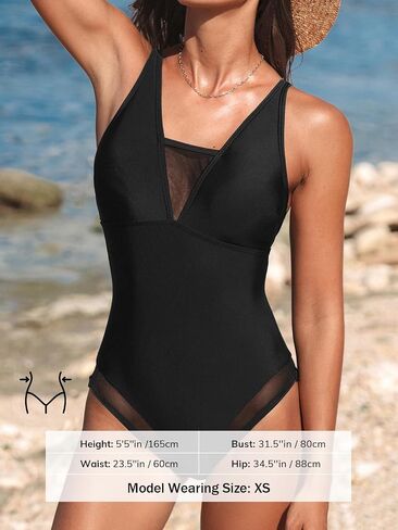 CUPSHE Women's One Piece Swimsuit Tummy Control Square Neck Bathing Suit Mesh Crisscross Back Wide Adjustable Straps in Saudi Arabia