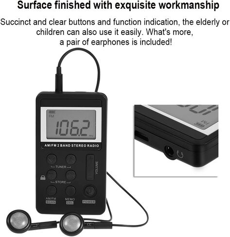 راديو جيب AM FM، جهاز استقبال راديو صغير AM/FM ثنائي النطاق مع شاشة LCD وراديو Walkman مع سماعة أذن وبطارية قابلة لإعادة الشحن ومشغل راديو in Saudi Arabia
