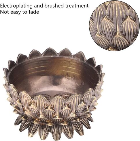 Vintage Incense Burner, Lotus Burner Holder, Buddha Alloy Metal Holder Handmade Censer Bowl Buddhist Decor Zinc Sandalwood for Office Home Feng Shui Decoration Meditation(Gold) in Kuwait