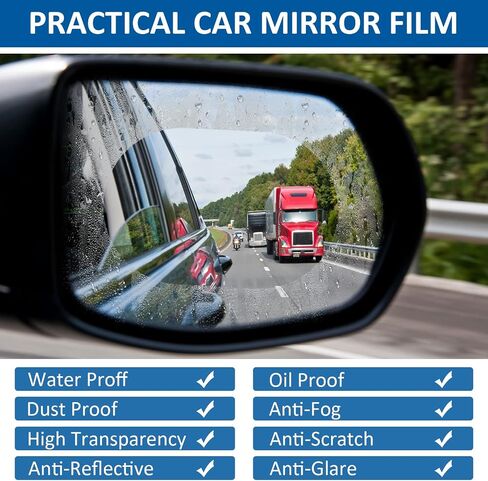 Tallew Car Rearview Mirror Film Rainproof Waterproof Mirror Film and Mirror Rain Visor Eyebrow Anti Fog Glare Side Mirror Rain Guard for Most Car Mirrors and Side Windows (17 Pcs) in Saudi Arabia