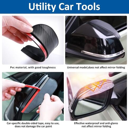 Tallew Car Rearview Mirror Film Rainproof Waterproof Mirror Film and Mirror Rain Visor Eyebrow Anti Fog Glare Side Mirror Rain Guard for Most Car Mirrors and Side Windows (17 Pcs) in Saudi Arabia