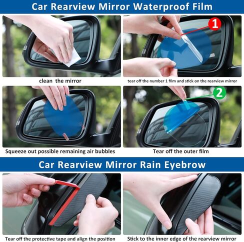 Tallew Car Rearview Mirror Film Rainproof Waterproof Mirror Film and Mirror Rain Visor Eyebrow Anti Fog Glare Side Mirror Rain Guard for Most Car Mirrors and Side Windows (17 Pcs) in Saudi Arabia