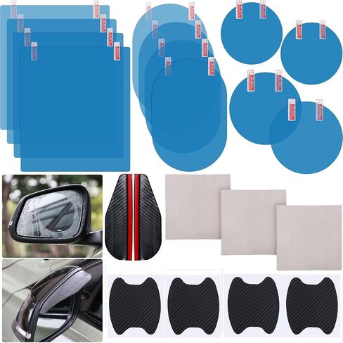 Tallew Car Rearview Mirror Film Rainproof Waterproof Mirror Film and Mirror Rain Visor Eyebrow Anti Fog Glare Side Mirror Rain Guard for Most Car Mirrors and Side Windows (17 Pcs) in Saudi Arabia