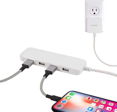Philips 24W USB Charging Station, 2 Pack, for iPhone 12/11/Pro/Max/XS/XR/X/8, iPad Pro, Samsung Galaxy S21/S10/S9/Plus, Google Pixel 5/C/3/2/XL, USB-A, 6 ft. Braided Cord, DLK2502/27 in Saudi Arabia