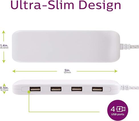 Philips 24W USB Charging Station, 2 Pack, for iPhone 12/11/Pro/Max/XS/XR/X/8, iPad Pro, Samsung Galaxy S21/S10/S9/Plus, Google Pixel 5/C/3/2/XL, USB-A, 6 ft. Braided Cord, DLK2502/27 in Saudi Arabia