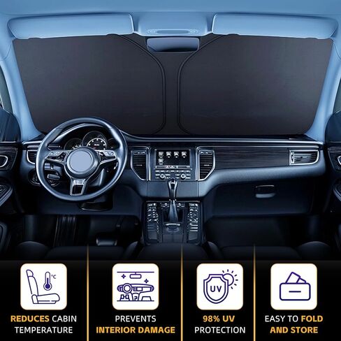 Windshield Sun Shade for BMW 3 Series 2019-2024 Double Layer 240T Front Window Shade Custom Fit Sun Visor Foldable Shade Blocks UV Rays Summer Must Have Car Accessories in Saudi Arabia
