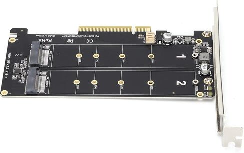 مجموعة بطاقات المحول، بطاقة توسيع قارئ محول محرك الأقراص الصلبة M.2 NVMe SSD المزدوج إلى واجهة PCIE X8 M للكمبيوتر المكتبي، سرعة نقل 2 × 32 جيجابت في الثانية (ph45) in Saudi Arabia